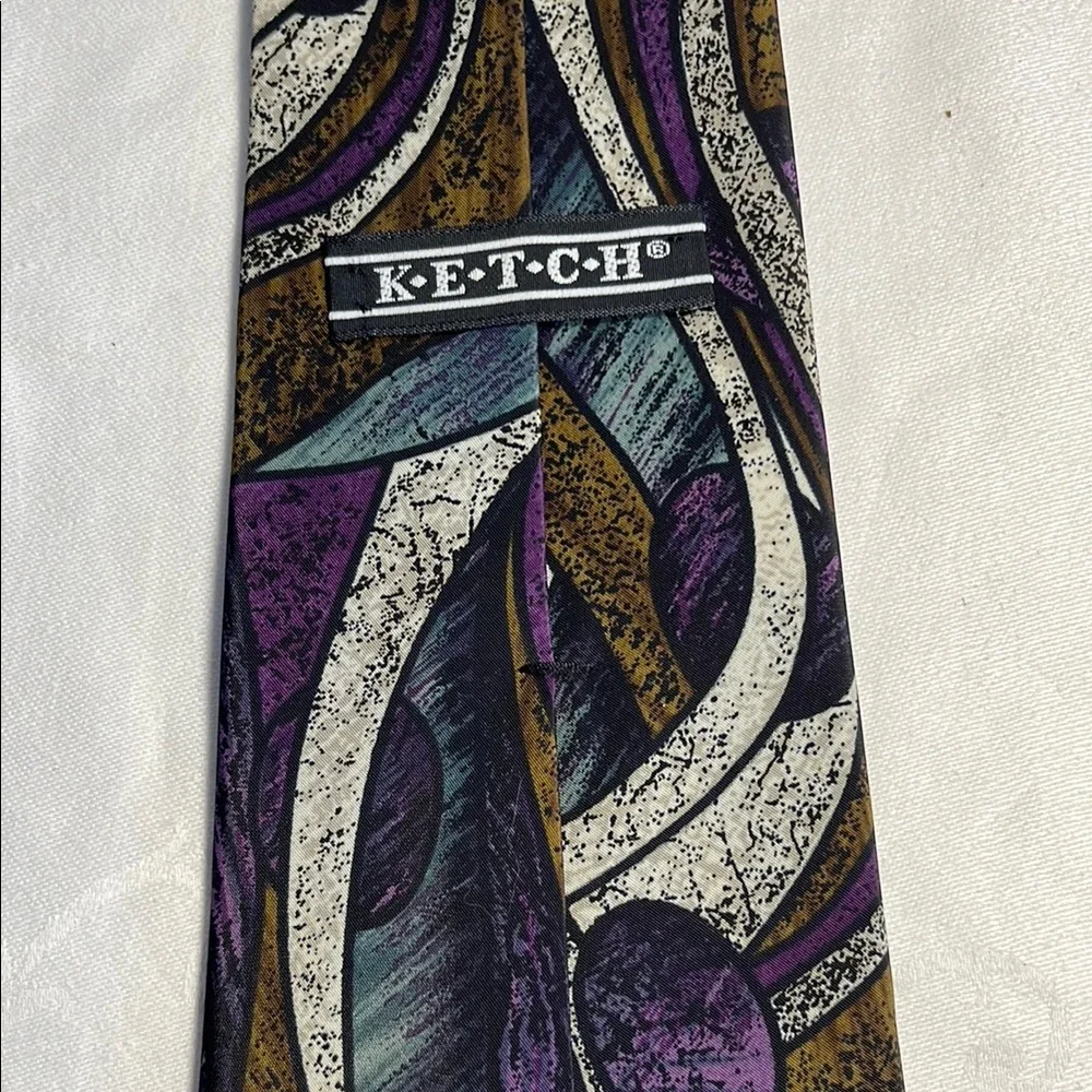 Ketch Purple and Gold Artistic Tie